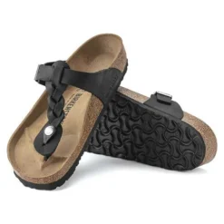 Birkenstock Gizeh Braid Suede Black Oil Leather- Regular/Wide -Soccer Shoes Shop 1021349 sole