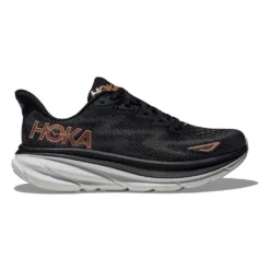 Hoka Women's Clifton 9 Running Shoe - Black/Rose Gold - Wide (D)
