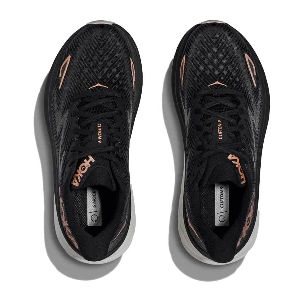 Hoka Women's Clifton 9 Running Shoe - Black/Rose Gold - Wide (D) 3 Hoka Women's Clifton 9 Running Shoe - Black/Rose Gold - Wide (D) - Image 3