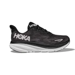 Hoka Women's Clifton 9 Running Shoe - Black/White - Wide (D)