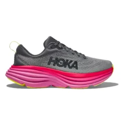 Hoka Women's Bondi 8 Running Shoe- Castlerock/Strawberry- Regular (B)