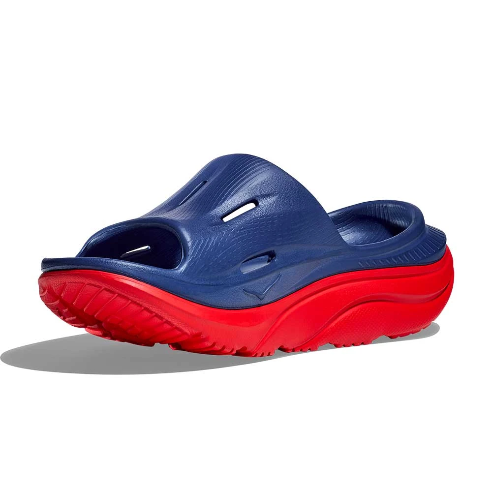 Hoka Unisex Ora Recovery Slide 3 - Bellwether Blue/Red Alert - Regular (D) 2 Hoka Unisex Ora Recovery Slide 3 - Bellwether Blue/Red Alert - Regular (D) - Image 2