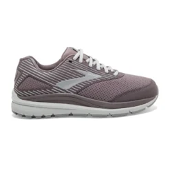 BROOKS Women's Addiction Walker Suede Walking Shoe - Shark/Alloy/Oyster - Wide (D)
