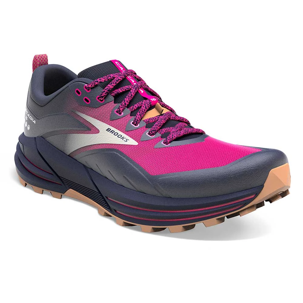 BROOKS Women's Cascadia 16 Trail Running Shoe - Peacoat/Pink/Biscuit - Regular (B) 2 BROOKS Women's Cascadia 16 Trail Running Shoe - Peacoat/Pink/Biscuit - Regular (B) - Image 2
