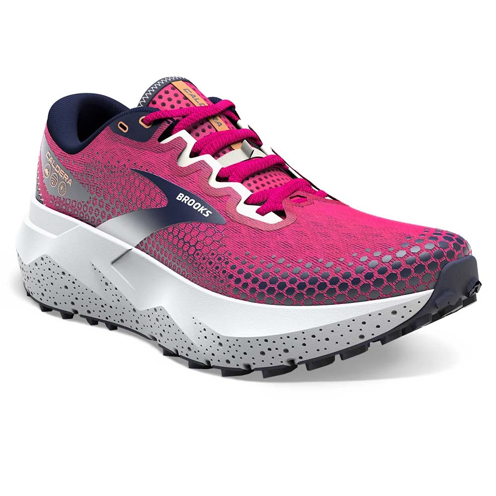 BROOKS Women's Caldera 6 Trail Shoe- Pink Glo/Peacoat/Marshmallow- Regular (B) 2 BROOKS Women's Caldera 6 Trail Shoe- Pink Glo/Peacoat/Marshmallow- Regular (B) - Image 2