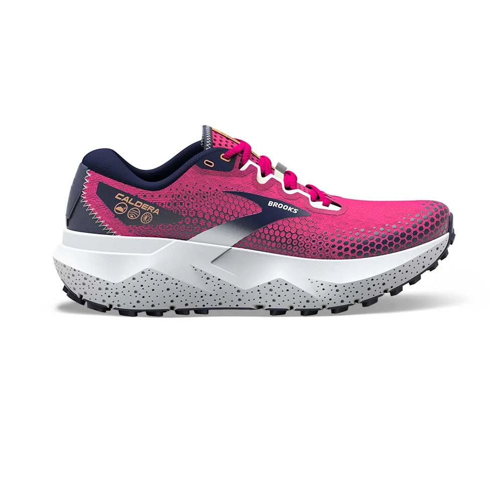 BROOKS Women's Caldera 6 Trail Shoe- Pink Glo/Peacoat/Marshmallow- Regular (B) 1 BROOKS Women's Caldera 6 Trail Shoe- Pink Glo/Peacoat/Marshmallow- Regular (B)