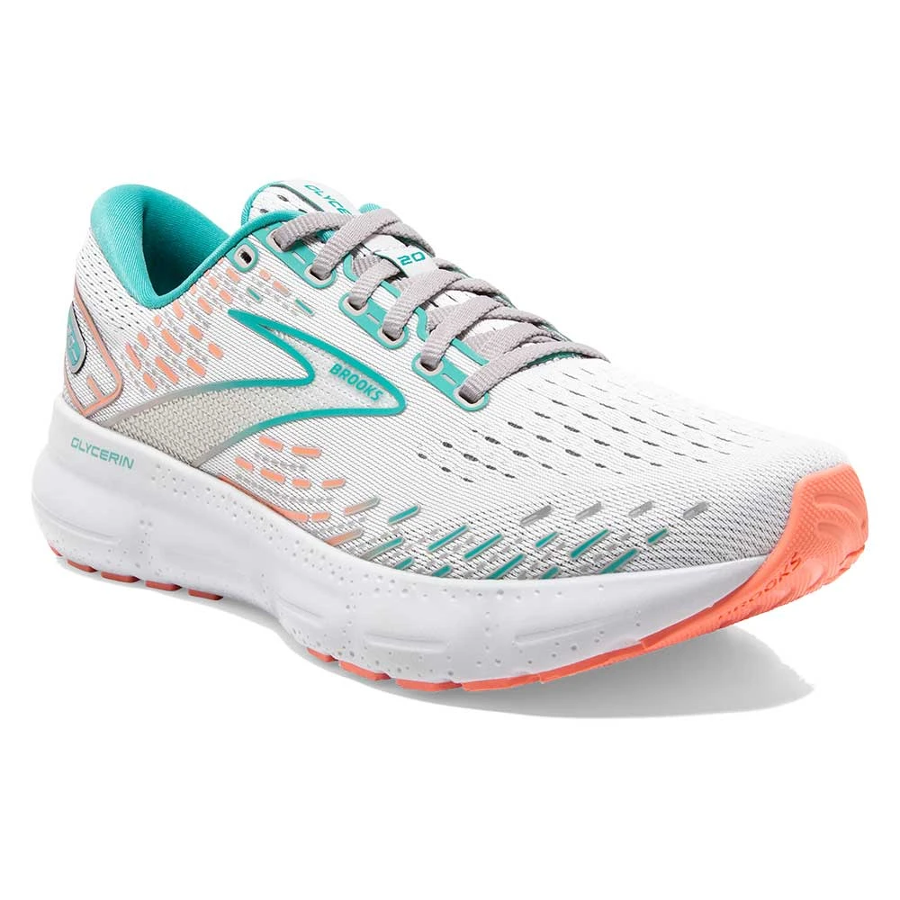 BROOKS Women's Glycerin 20 Running Shoe- Oyster/Latigo Bay/Coral - Wide (D) 2 BROOKS Women's Glycerin 20 Running Shoe- Oyster/Latigo Bay/Coral - Wide (D) - Image 2
