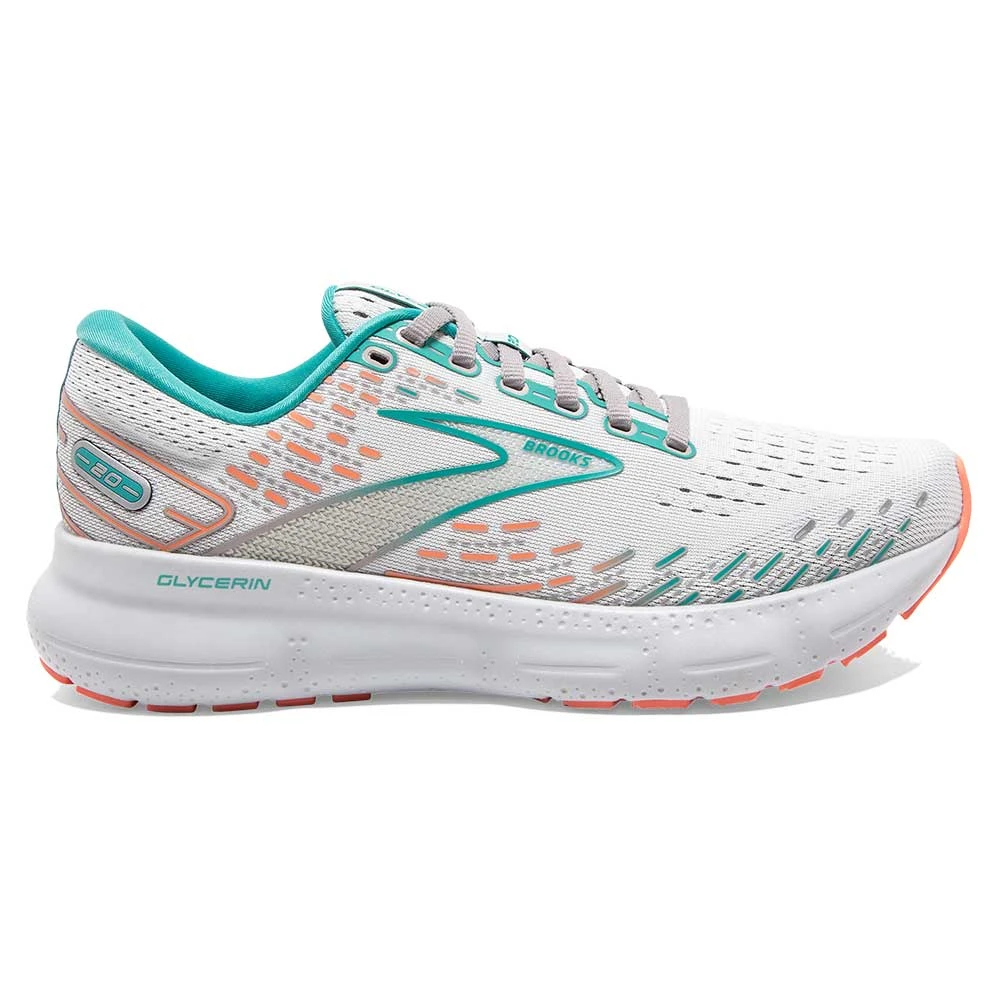 BROOKS Women's Glycerin 20 Running Shoe- Oyster/Latigo Bay/Coral - Wide (D) 1 BROOKS Women's Glycerin 20 Running Shoe- Oyster/Latigo Bay/Coral - Wide (D)