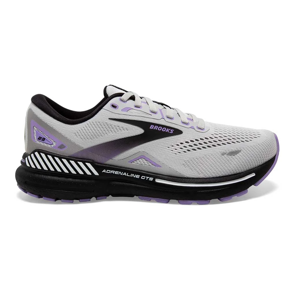 BROOKS Women's Adrenaline GTS 23 Running Shoe - Grey/Black/Purple- Wide (D) 1 BROOKS Women's Adrenaline GTS 23 Running Shoe - Grey/Black/Purple- Wide (D)