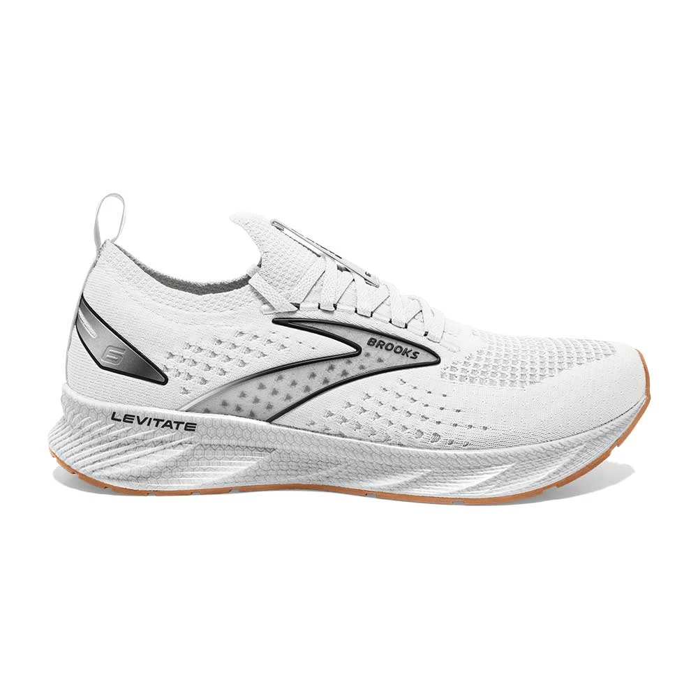 BROOKS Women's Levitate StealthFit 6 Running Shoe- White/Bran- Regular (B) 1 BROOKS Women's Levitate StealthFit 6 Running Shoe- White/Bran- Regular (B)