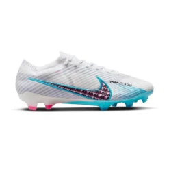 Soccer Shoes Shop 44 Nike Unisex Zoom Mercurial Vapor 15 Elite FG Soccer Cleats - White/Baltic Blue/Pink Blast - Regular (D)