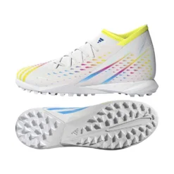 ADIDAS Unisex Predator Edge .3 TF Soccer Shoe - Ftwr White/Solar Yellow/Powder Blue - Regular (D) -Soccer Shoes Shop GW0951