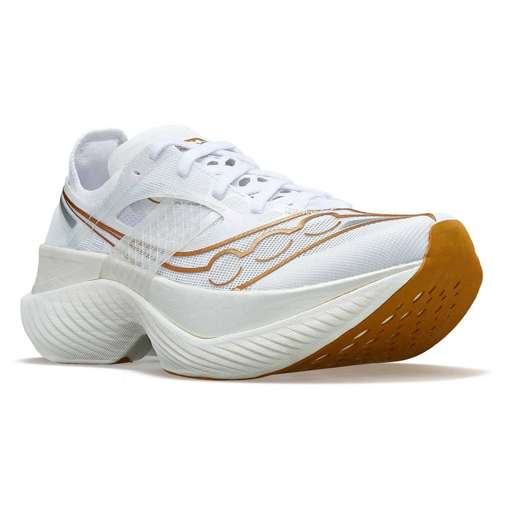 Saucony Women's Endorphin Elite Running Shoe- White/Gold- Regular (B) 2 Saucony Women's Endorphin Elite Running Shoe- White/Gold- Regular (B) - Image 2
